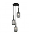 Gray pendant lamp Antiola Satin nickel and smoked glass