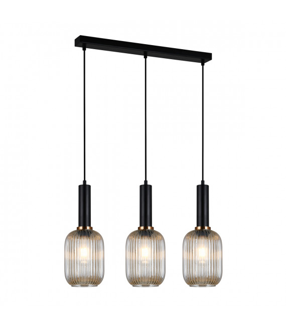 Suspension moderne Antiola Noir et ambre