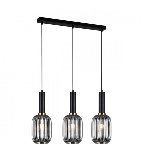 Suspension moderne Antiola Noir verre fumé