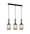 Suspension moderne Antiola Nickel satiné et ambre