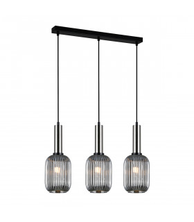 Modern suspension Antiola Satin nickel and smoked glass