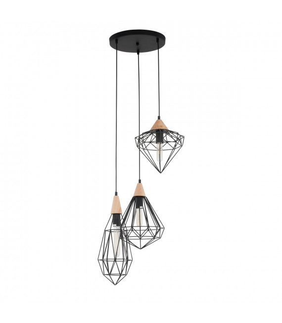 Suspension industrielle et rétro Maelle Noir 1 ampoule