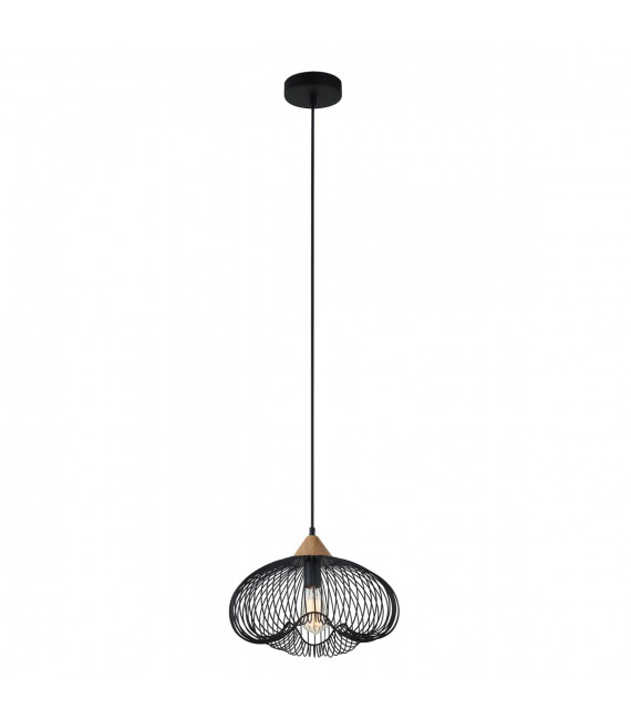 Suspension industrielle et rétro Nuka Noir en bois