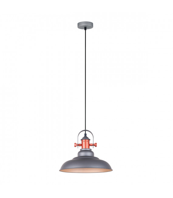Lampada a sospensione industriale e retrò Temper Grey, rame