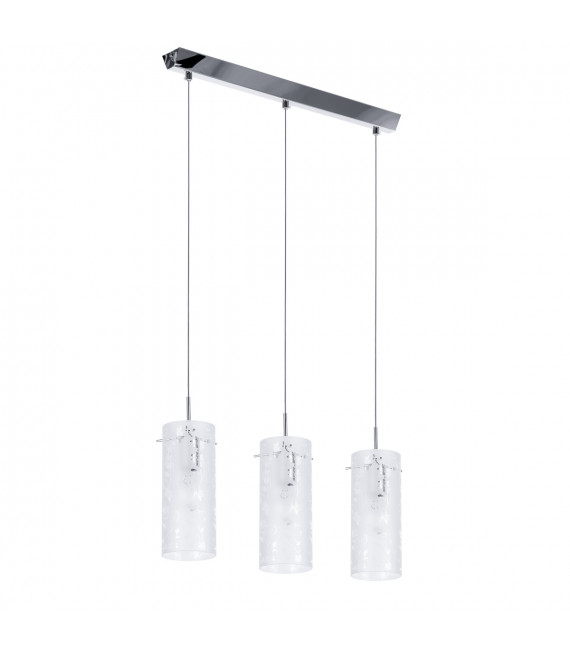 Suspension moderne Naolin Chrome, blanc 3 ampoules