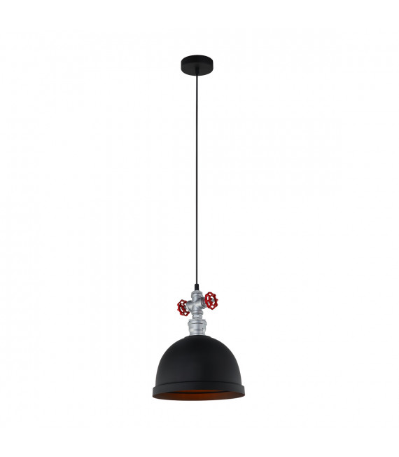 Lámpara colgante industrial y retro Mokka Negro plata