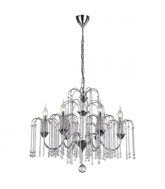 Quin Chrome crystal pendant lamp in aluminum