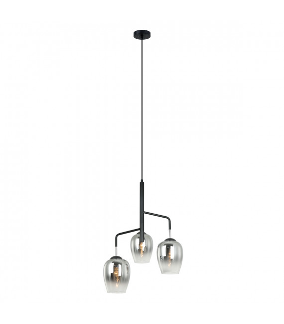Suspension moderne Lesla Chrome, noir 3 ampoules