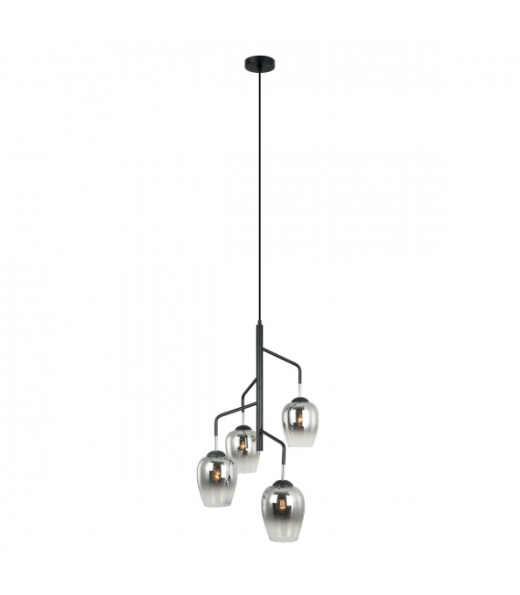 Suspension moderne Lesla Chrome, noir en verre
