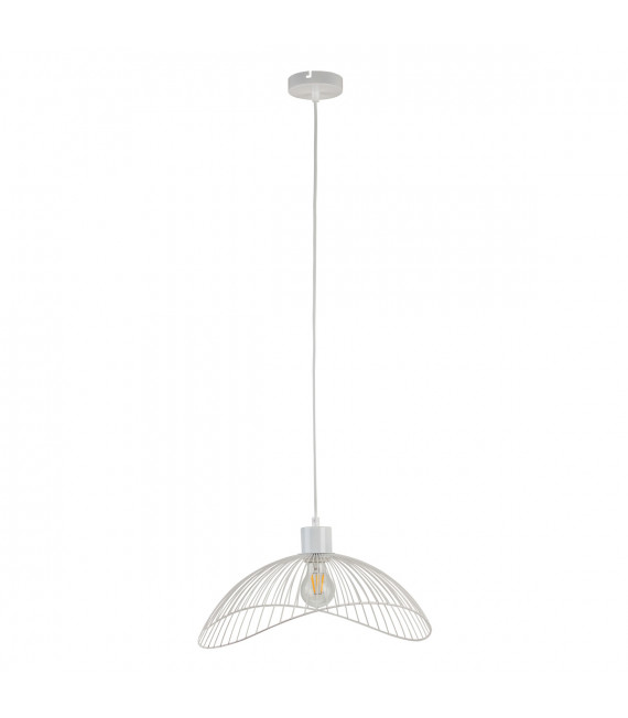 Suspension moderne Nunez Noir mat, abat jour blanc