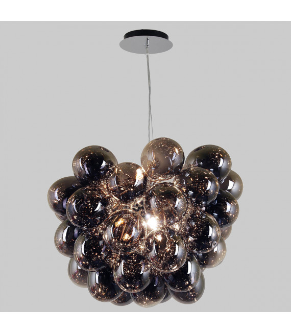 Modern suspension Bento Chrome and smoked glass