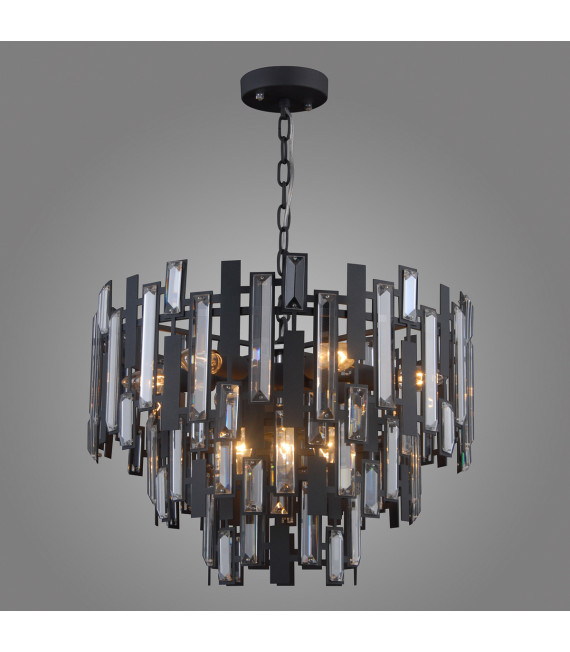 Crystal hanging lamp Lukas Black, satin finish