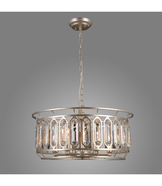 Lámpara colgante de cristal Priscilla Champagne plata