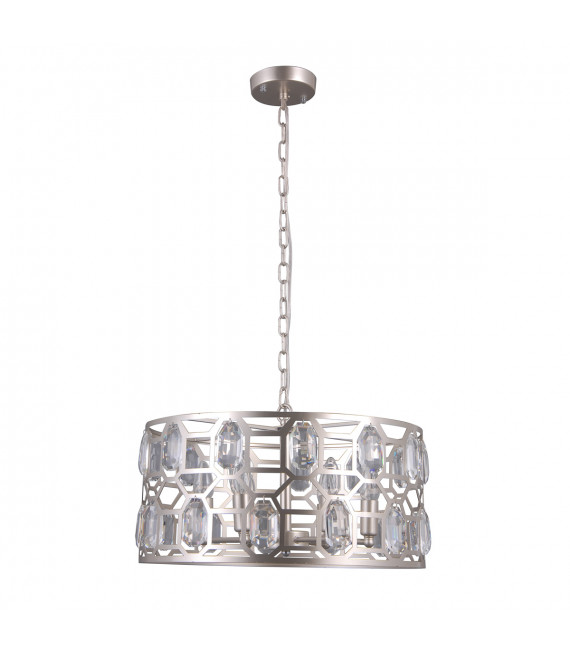 Momento Lampadario in cristallo champagne argento