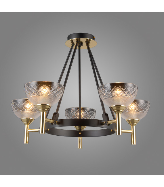 Lampada a sospensione industriale e retrò Tomasso Nero opaco, oro