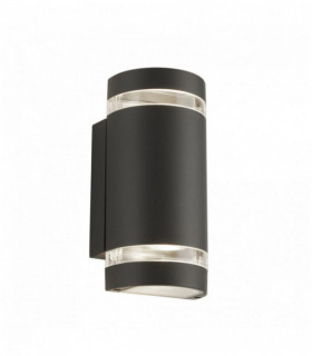 Applique extérieur incurvé 2 ampoules diffuseur gris transparent