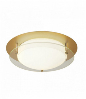 30cm gold led bathroom ceiling light with glass halo ring - ip44