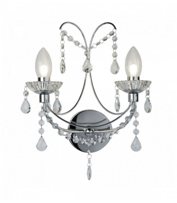 Fall 2-Light Chrome Bathroom Wall Sconce with Crystal Glass