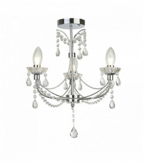 3-light chrome bathroom chandelier with crystal glass