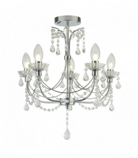 caída baño Candlestick 5 bulbos cromo con el vidrio de cristal