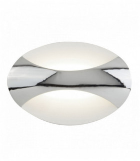Oval chrome / sand white led wall light