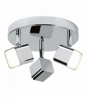 Spot quad 3 LED lampadine testa quadrata cromo