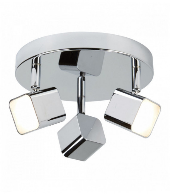 Spot quad 3 LED lampadine testa quadrata cromo