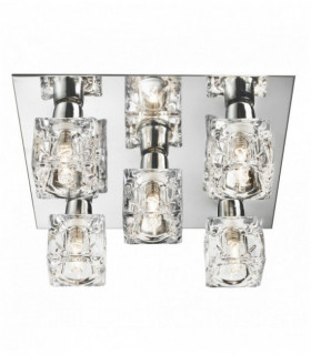 5-light transparent chrome ice cube ceiling light