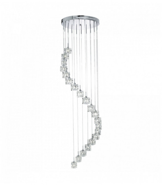Ice cube led pendant light - 20 clear chrome glass bulbs