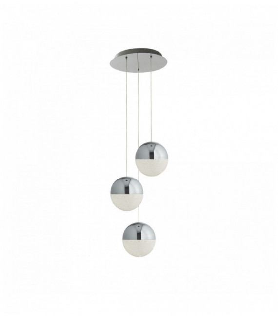 Suspension Murmeln 3 LED-Lampen zerstoßenes Eis Effekt Schatten Chrom