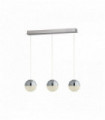 Suspension marbles 3 ampoules led globe bar effet glace pilée abat-jour chrome