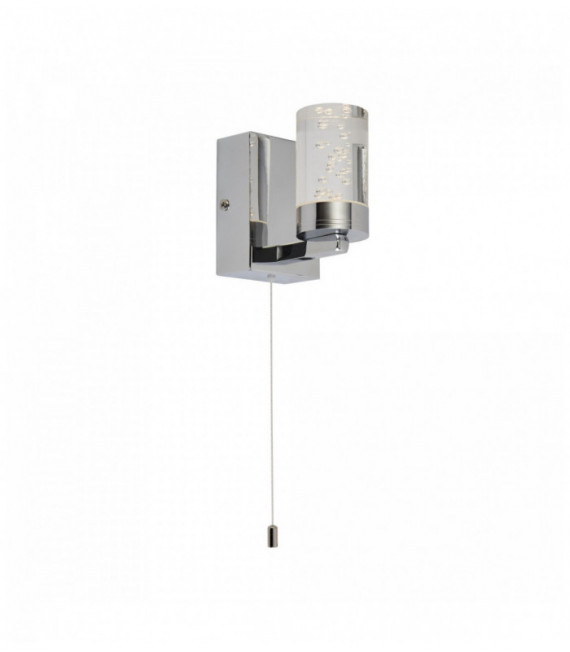 Bubbles led bathroom wall light - chrome. white pull switch