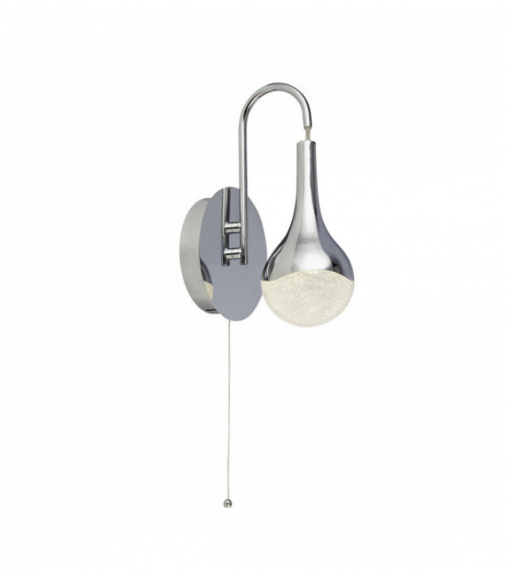 Wand Lichtwelle Teardrop mit Zugschalter, Lampenschirme Effekt zerstoßenes Eis, Chrom