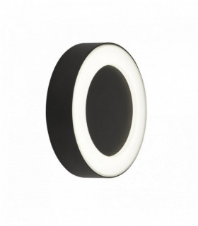 Aplique de pared exterior circular LED - negro con difusor esmerilado