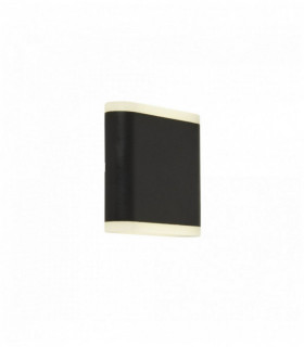 High / low led outdoor wall light - matt black with frosted diffuser