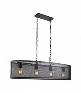 Oval pendant light with 4 matt black bulbs