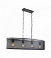 Suspension ovale résille 4 ampoules noir mat