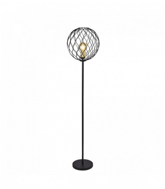 Lampe Finesse 1 Birne mit welligem bar - schwarz mit goldenen Ärmeln