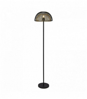 1-light honeycomb mesh floor lamp - black exterior with gold interior