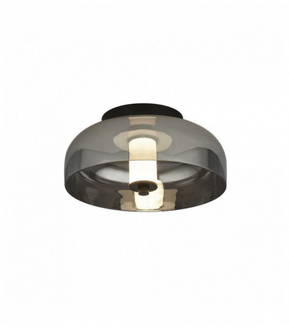 disco volador de techo una bombilla LED, negro mate con cristal ahumado