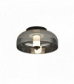 Plafonnier frisbee 1 ampoule led, noir mat avec verre fumé
