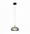 Suspension led frisbee 1 ampoule, noir mat avec verre fumé