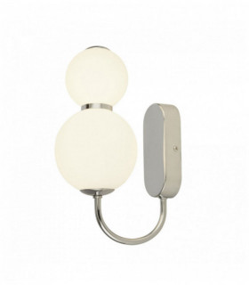 Applique snowball 2 ampoules, chrome avec abat-jour en verre opale