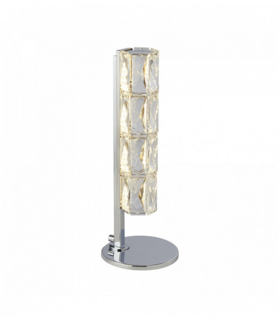 lámpara de mesa LED Remy, barra hexagonal tubo, cromo, cristal de embalaje transparente