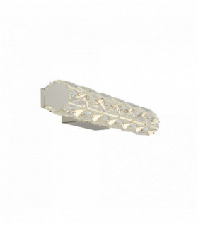 Remy led wall light, hexagonal tube bar, chrome, transparent crystal, 45cm