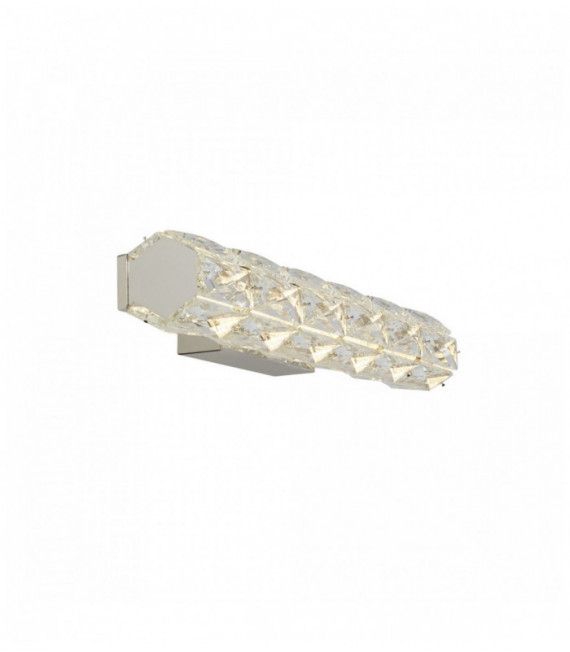 Remy led wall light, hexagonal tube bar, chrome, transparent crystal, 45cm