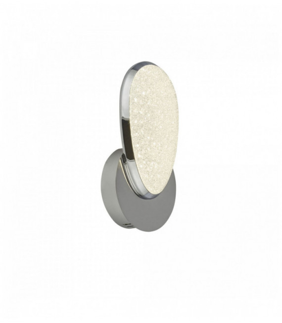 Applique murale à led lori 1 ampoule, abat-jour effet glace pilée, chrome