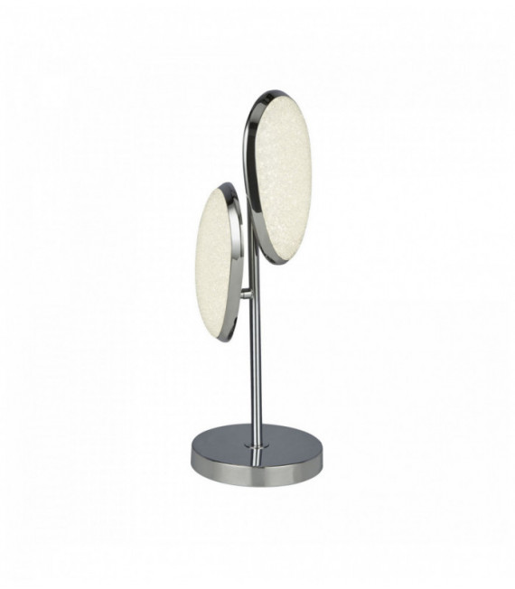 Lámpara de mesa LED lori 2 bombillas, pantallas de lámparas aplastados efecto hielo, cromo