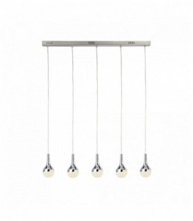 lágrima onda Suspensión 5 bombillas LED, pantallas de lámparas trituradas efecto hielo, cromo