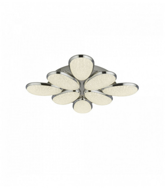 Soffitto del LED lori 8 lampadine, paralumi schiacciate effetto ghiaccio, cromo